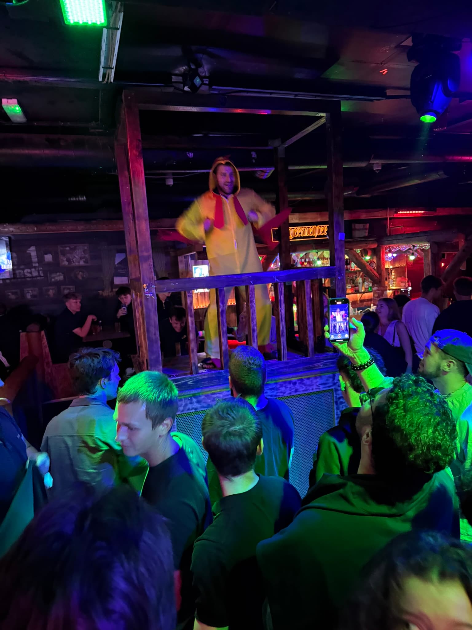 Ethan after being found, still in the chicken costume